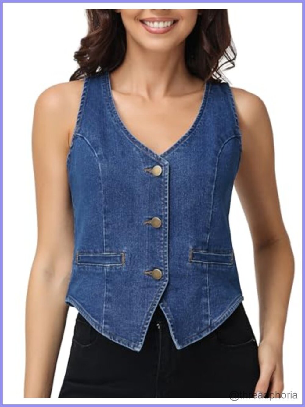 Womens Cropped Denim Vest Top Sleeveless V Neck Casual